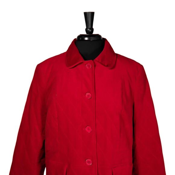 Talbots Women's Coat Red Velvet Quilted Lined Stretch Insulated Jacket Size 14 - Picture 5 of 10